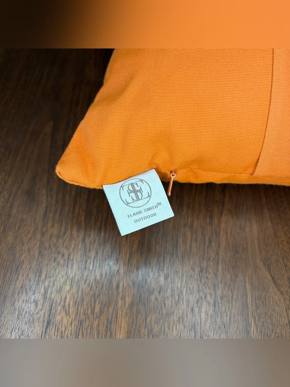 Elaine Smith Basketweave Sunbrella Outdoor Luxury Pillow Tuscan Orange 20 x 20